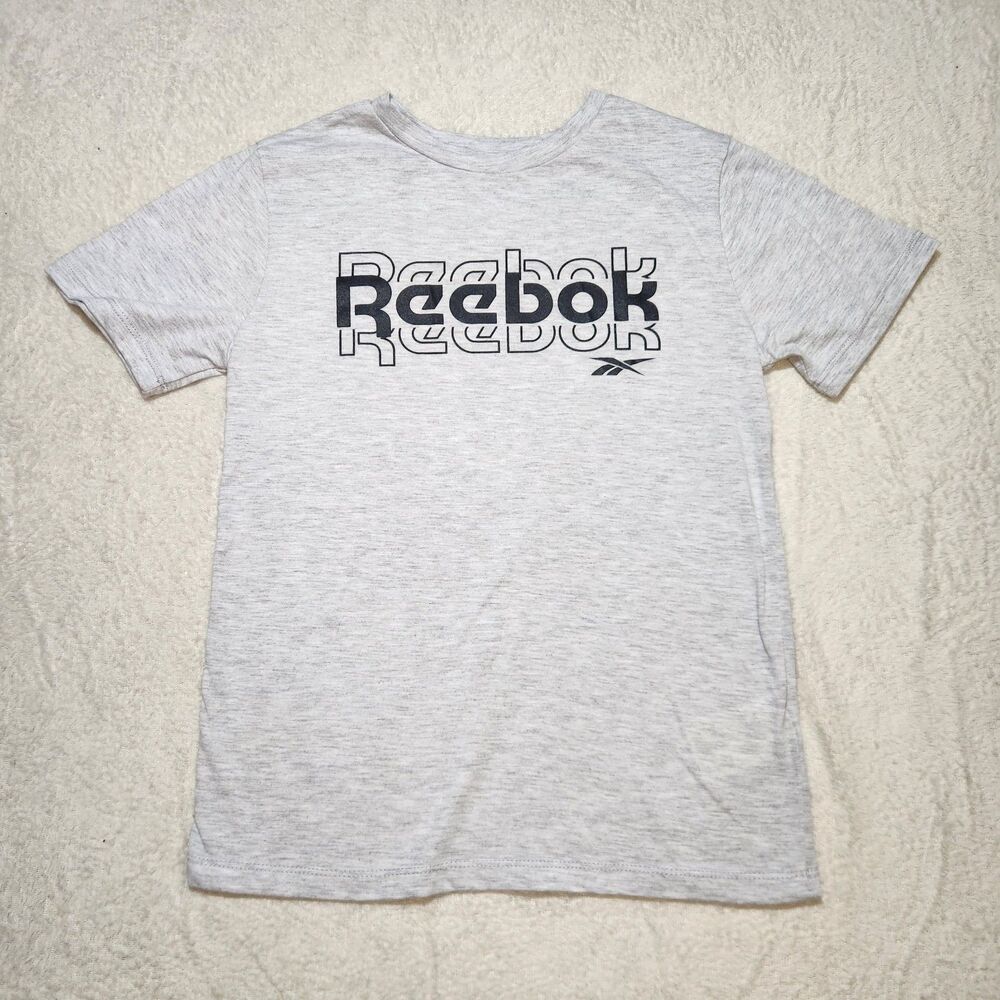 Reebok Boys 11-12 Gray Short Sleeve T Shirt Graphic Logo